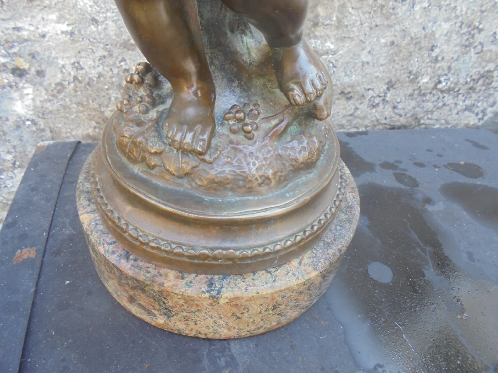 Antique bronze figure of Cherub on marble base View IV