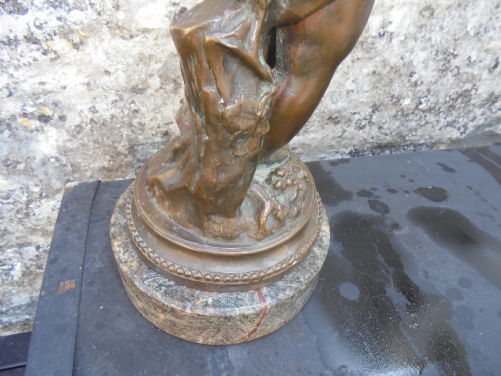 Antique bronze figure of Cherub on marble base View V