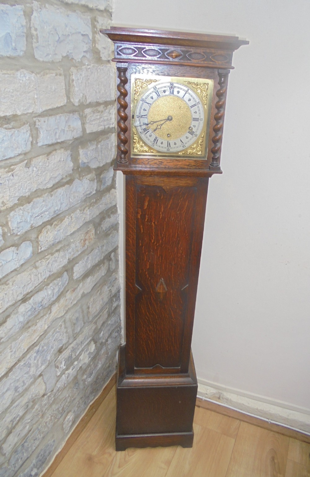 Late 19th century oak Grandmother Clock
