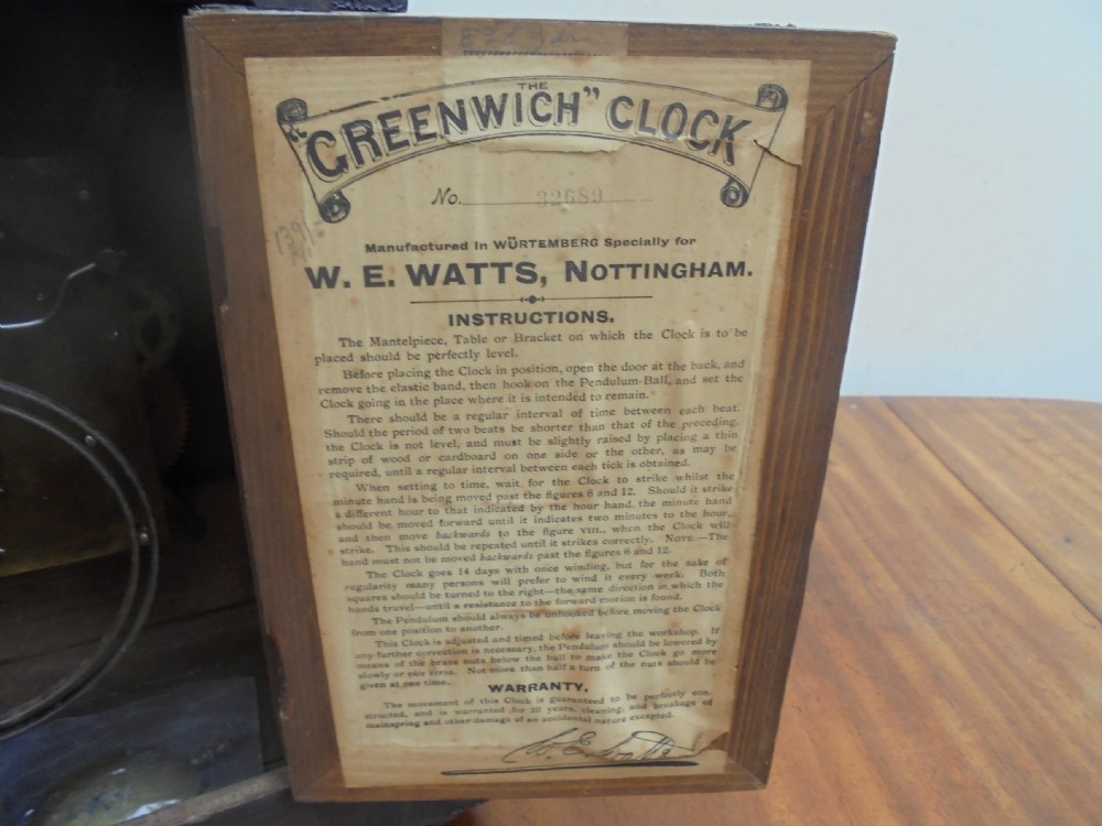 Edwardian walnut eight day mantle clock by Greenwich Clocks View VII