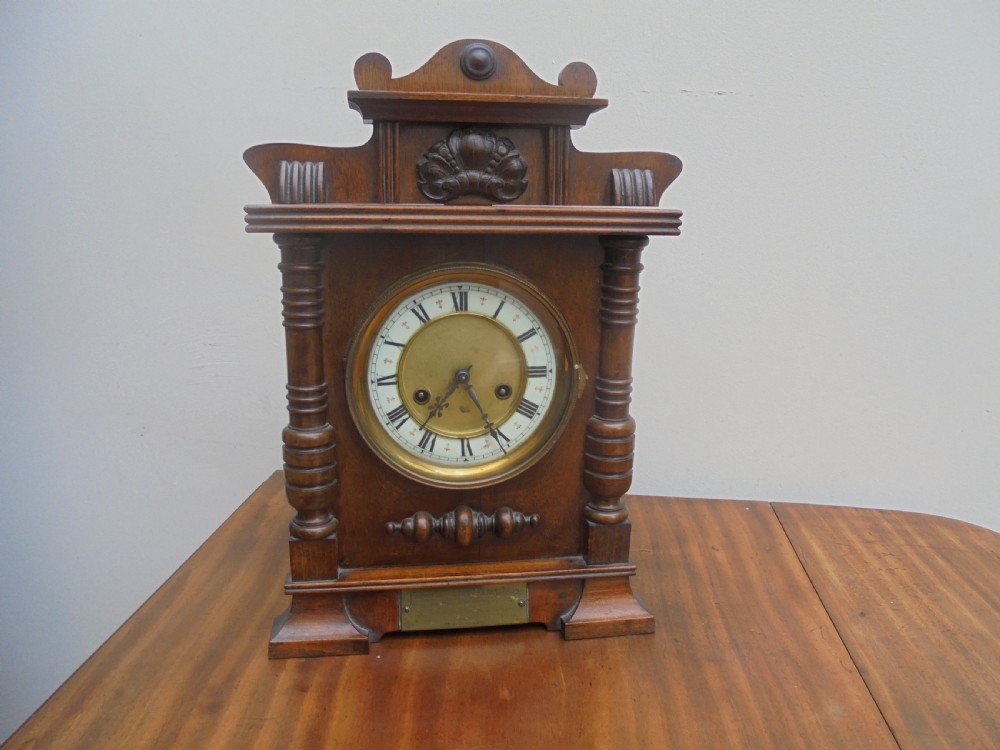 Edwardian walnut mantle clock View II