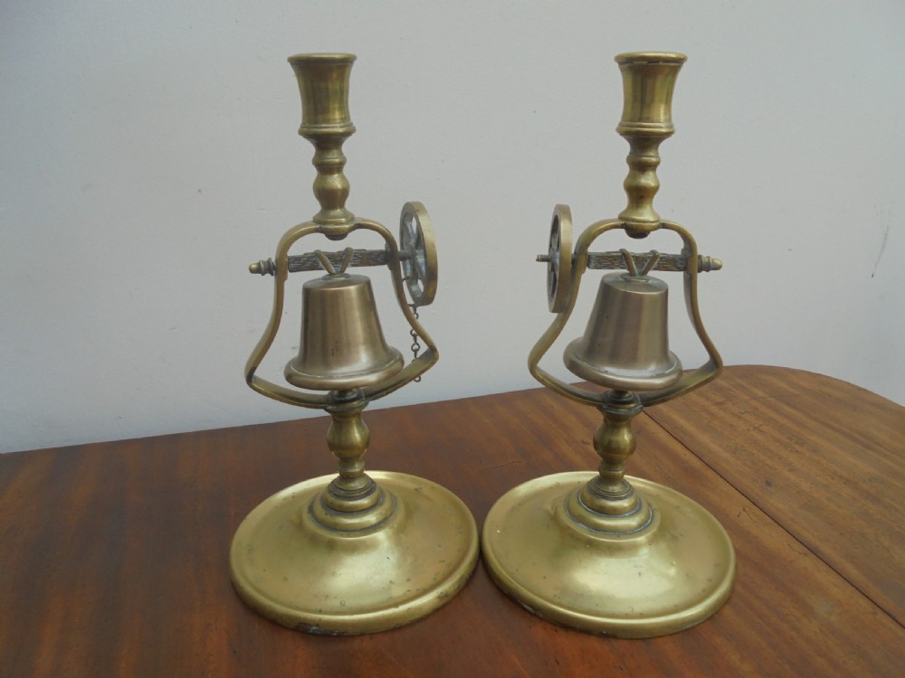Pair bell Tavern candlesticks 19th century View II