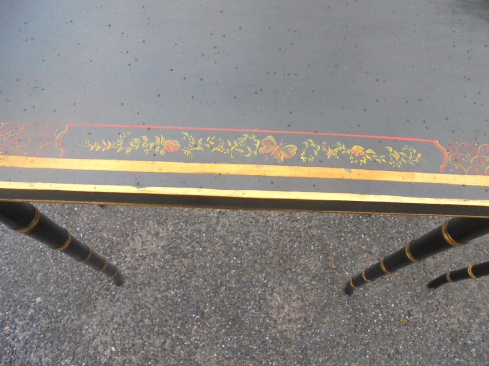Pair of decorated faux bamboo console tables View III