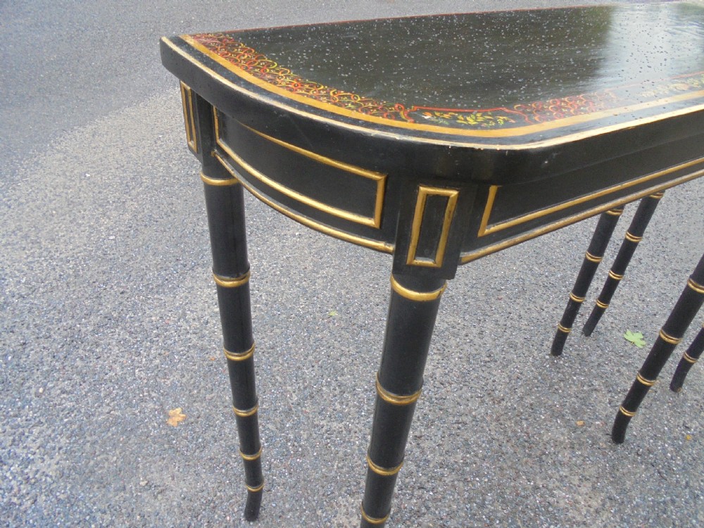 Pair of decorated faux bamboo console tables View IV