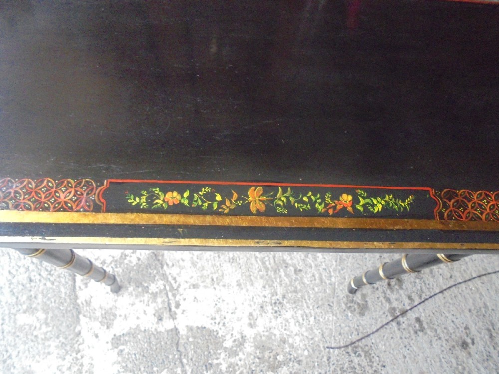 Pair of decorated faux bamboo console tables View VI