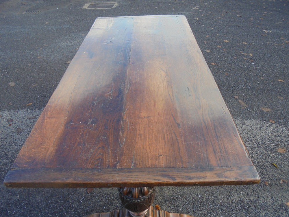 Oak refectory dining kitchen farmhouse table . View III