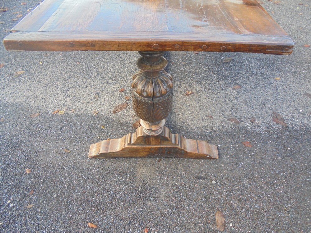 Oak refectory dining kitchen farmhouse table . View VII