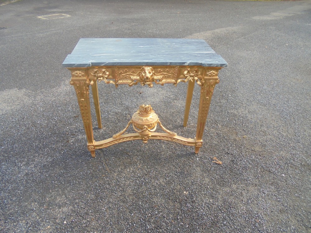 Gilded marble top console table View III