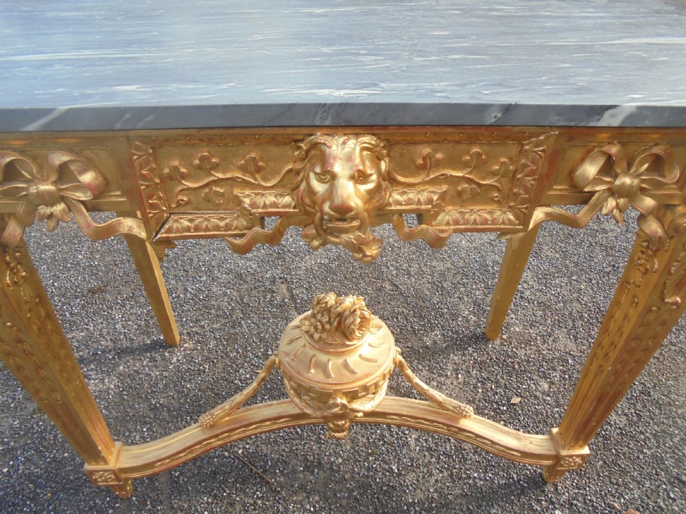 Gilded marble top console table View IV