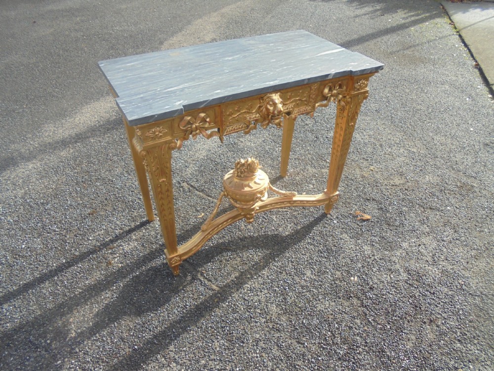 Gilded marble top console table View VI