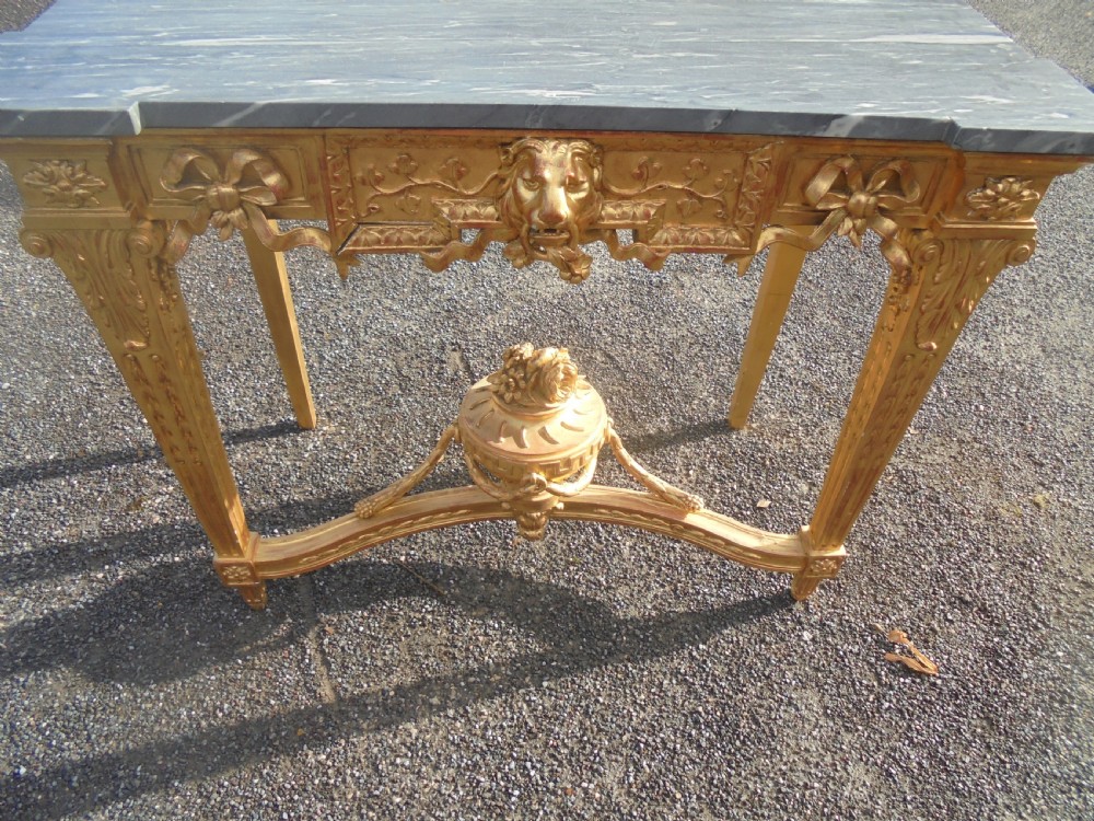 Gilded marble top console table View VII
