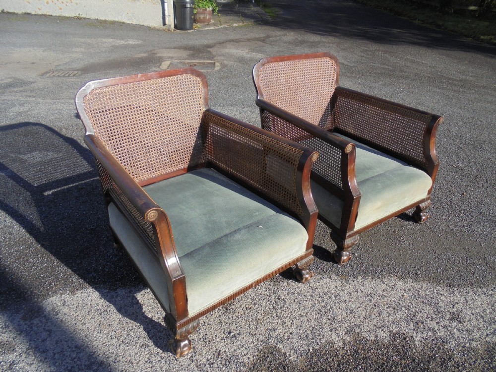Pair of Bergere ball and claw armchairs View III
