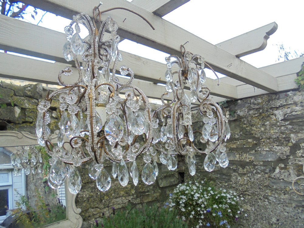 Pair of Italian crystal chandeliers View III