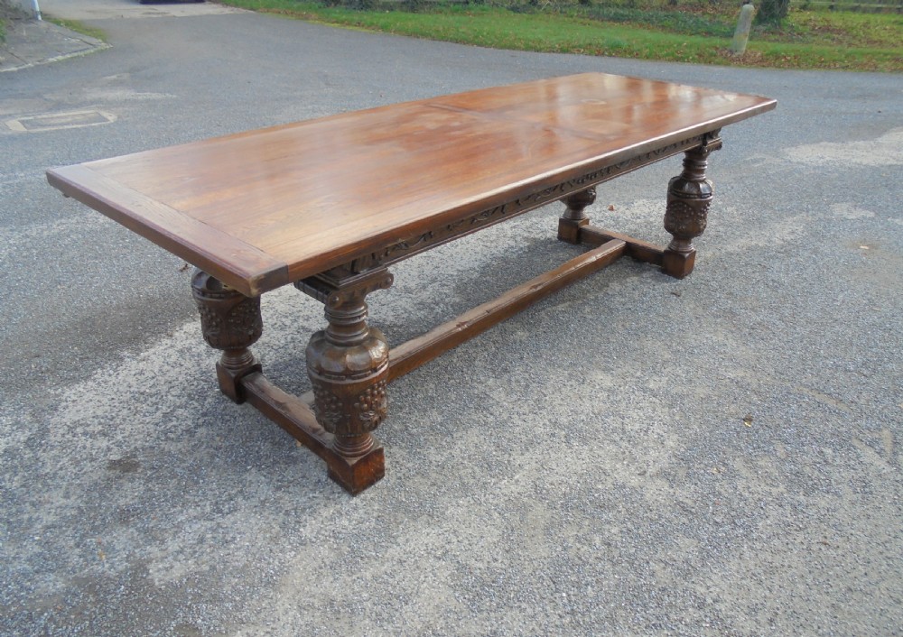 Carved oak refectory table  seats ten View III