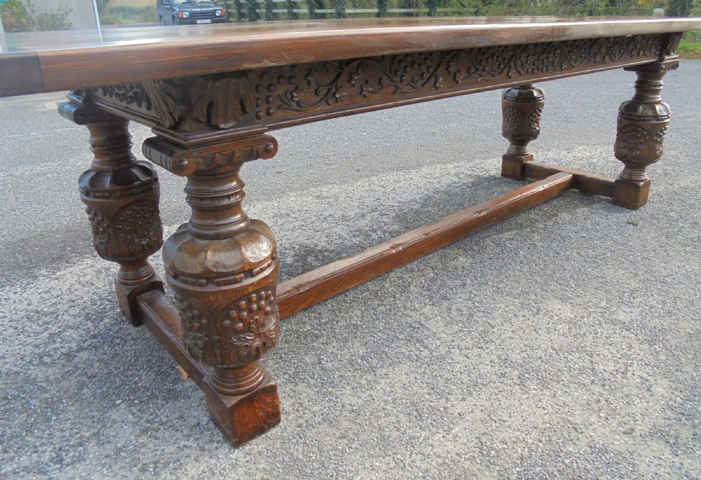 Carved oak refectory table  seats ten View IV