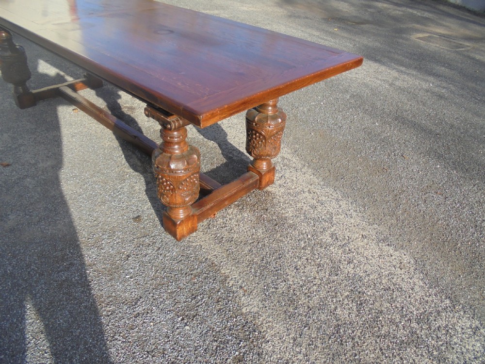 Carved oak refectory table  seats ten View VI