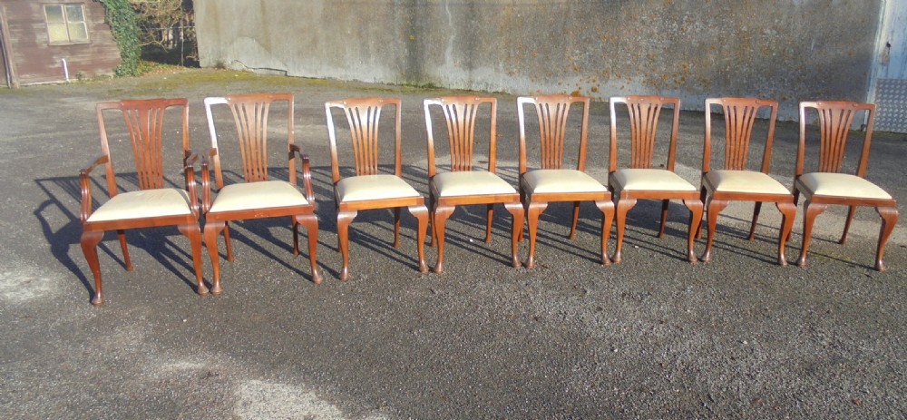 Set of eight mahogany dining chairs