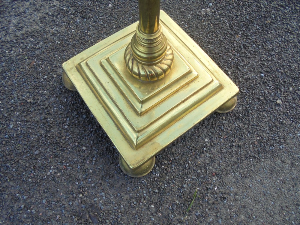 19th century brass telescopic standard lamp and shade View III
