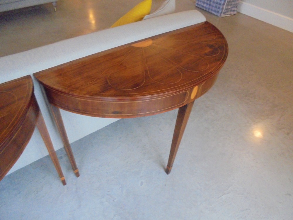 Pair 18th century sun burst demi lune console tables View VI