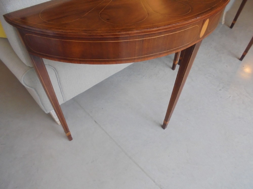 Pair 18th century sun burst demi lune console tables View VII