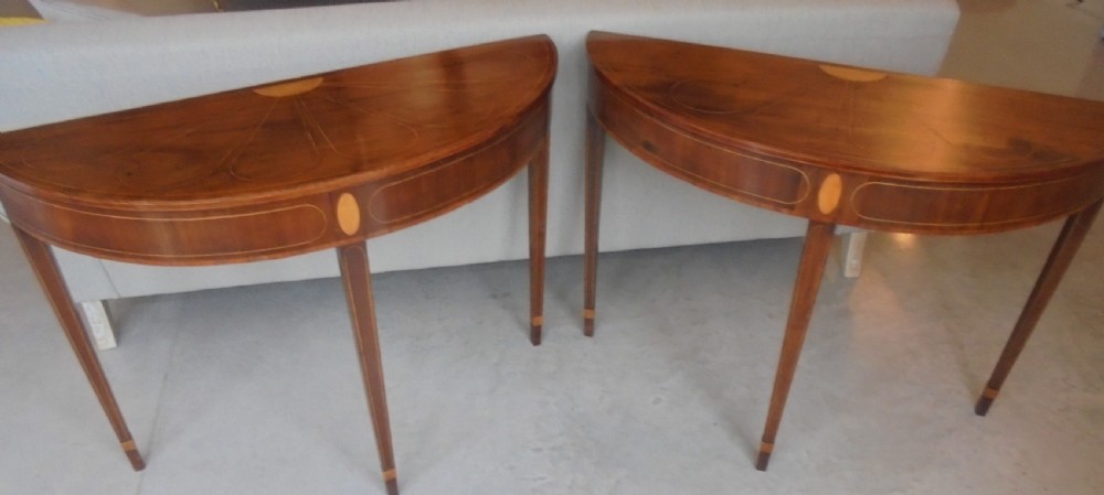 Pair 18th century sun burst demi lune console tables View X