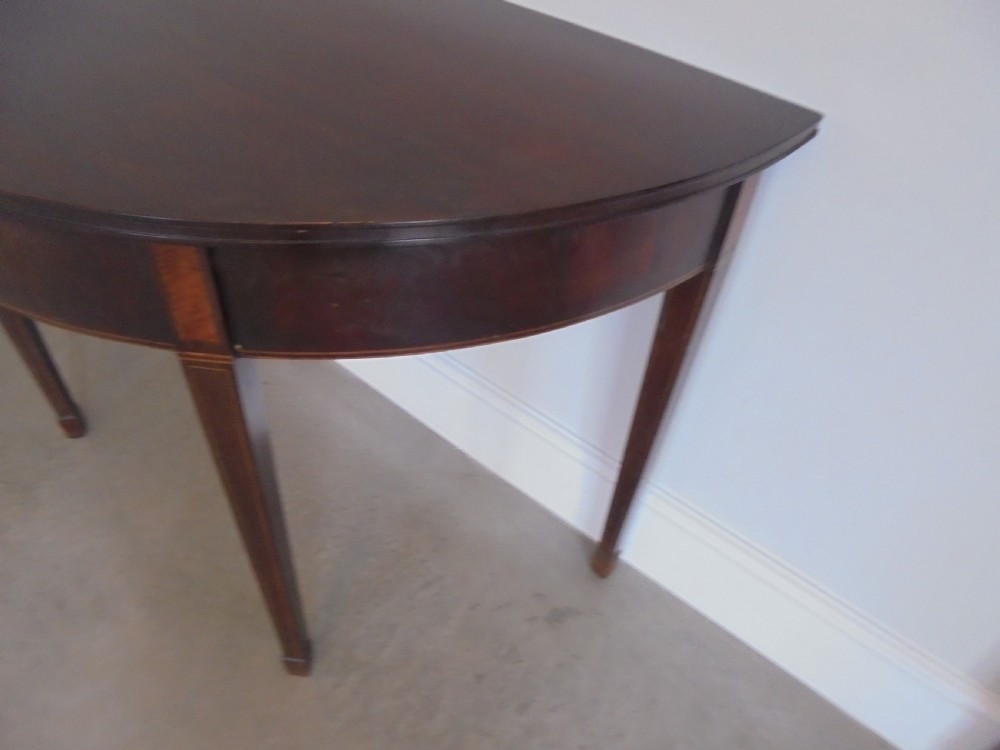 Fine pair of 18th century mahogany demi lune console tables View VI