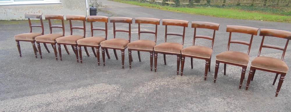 Antique Set ten mahogany bar back dining chairs  1850