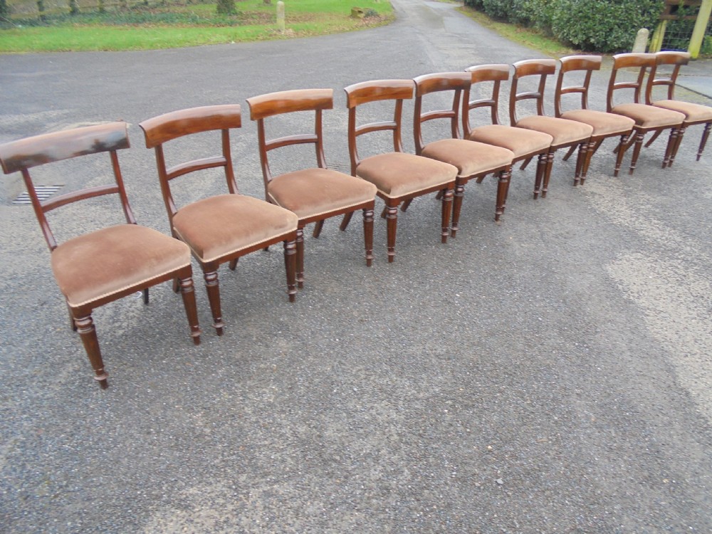 Antique Set ten mahogany bar back dining chairs  1850 View IV