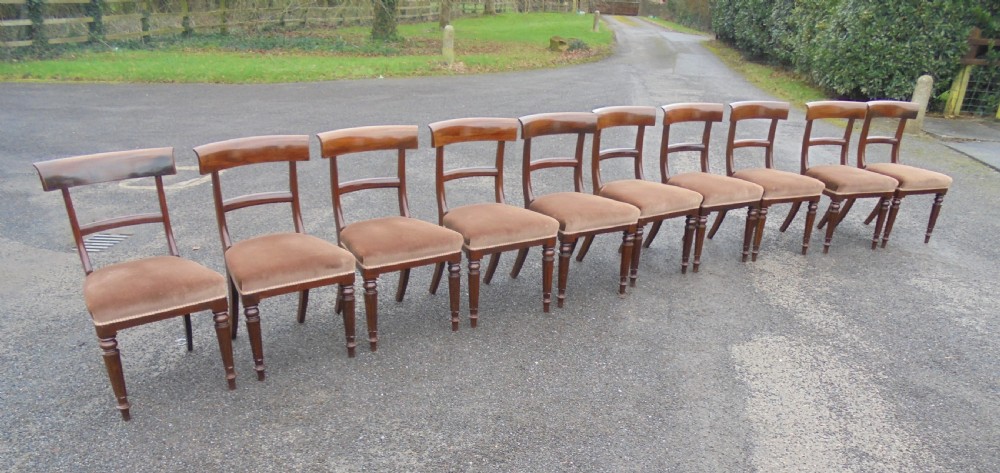 Antique Set ten mahogany bar back dining chairs  1850 View VI