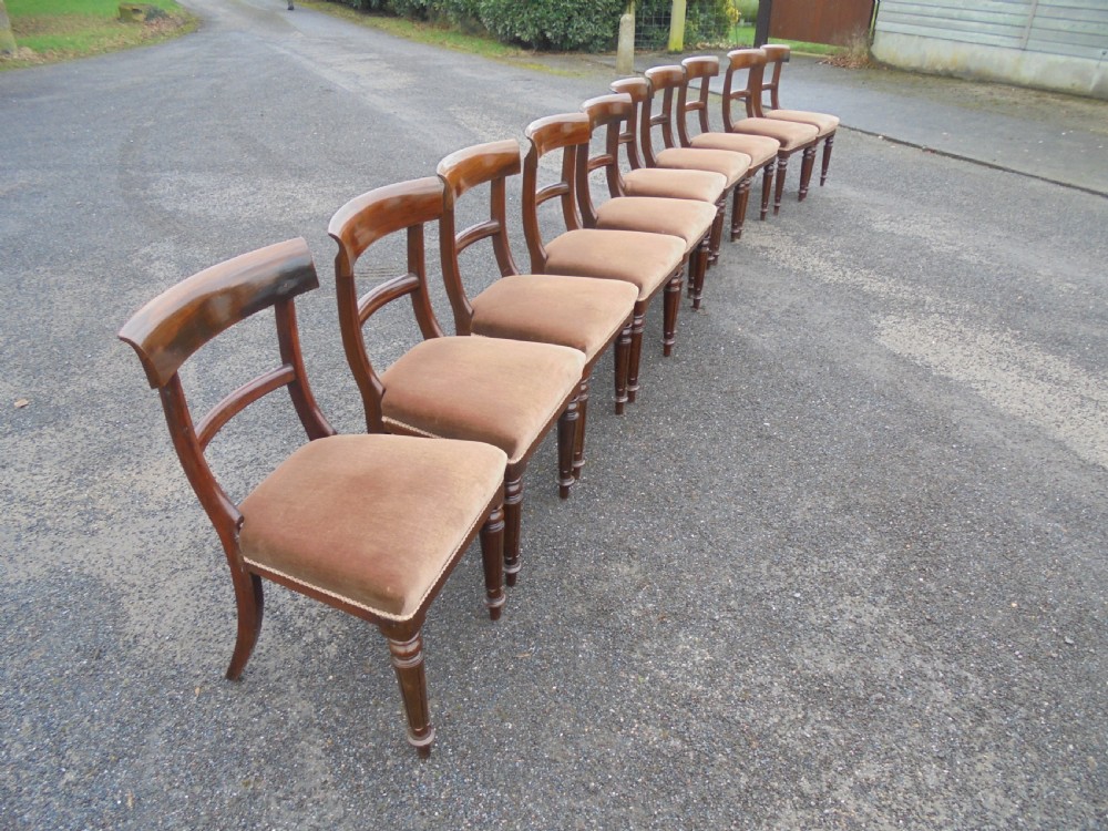 Antique Set ten mahogany bar back dining chairs  1850 View IX