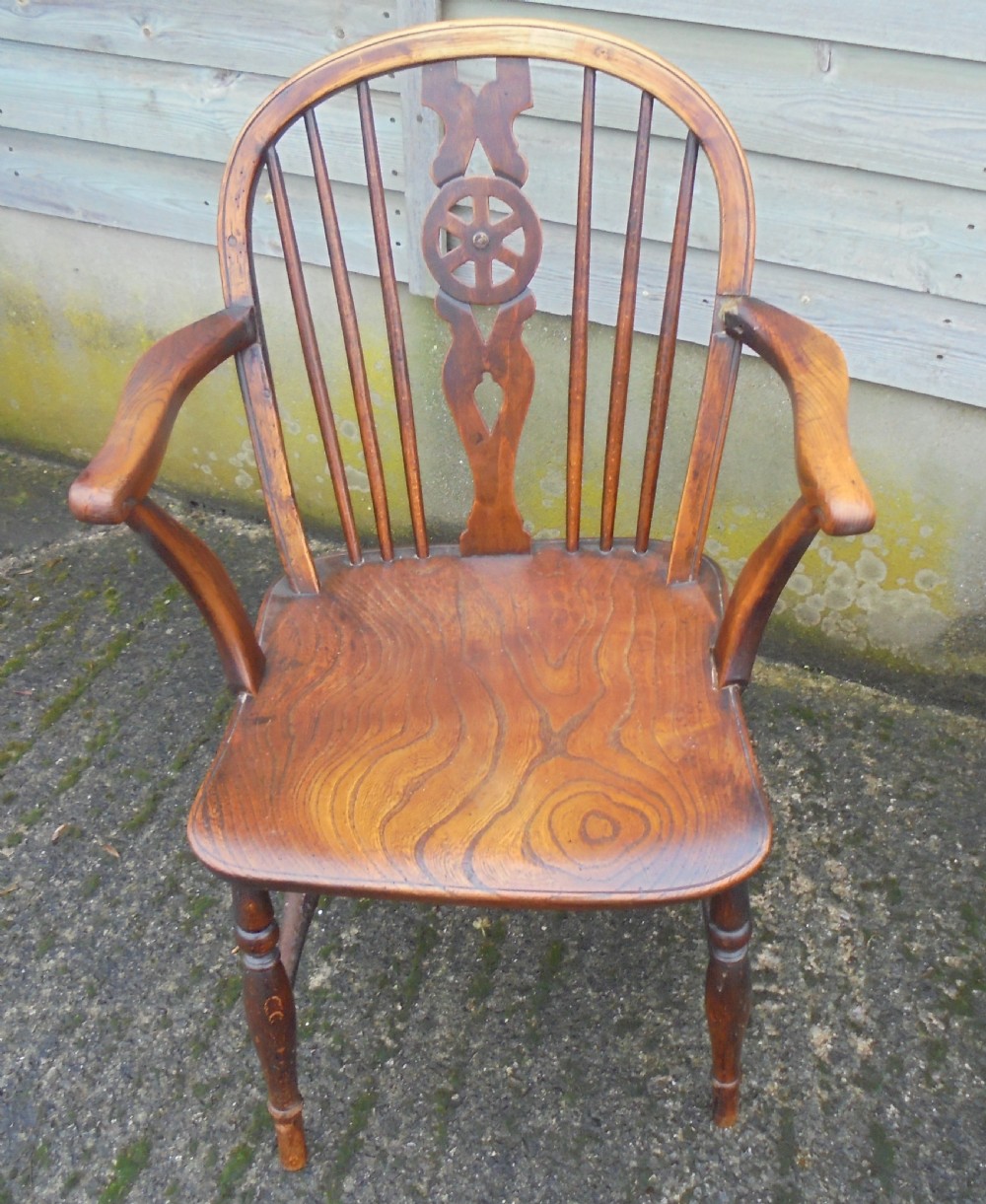 18 th century ash and elm wheelback armchair