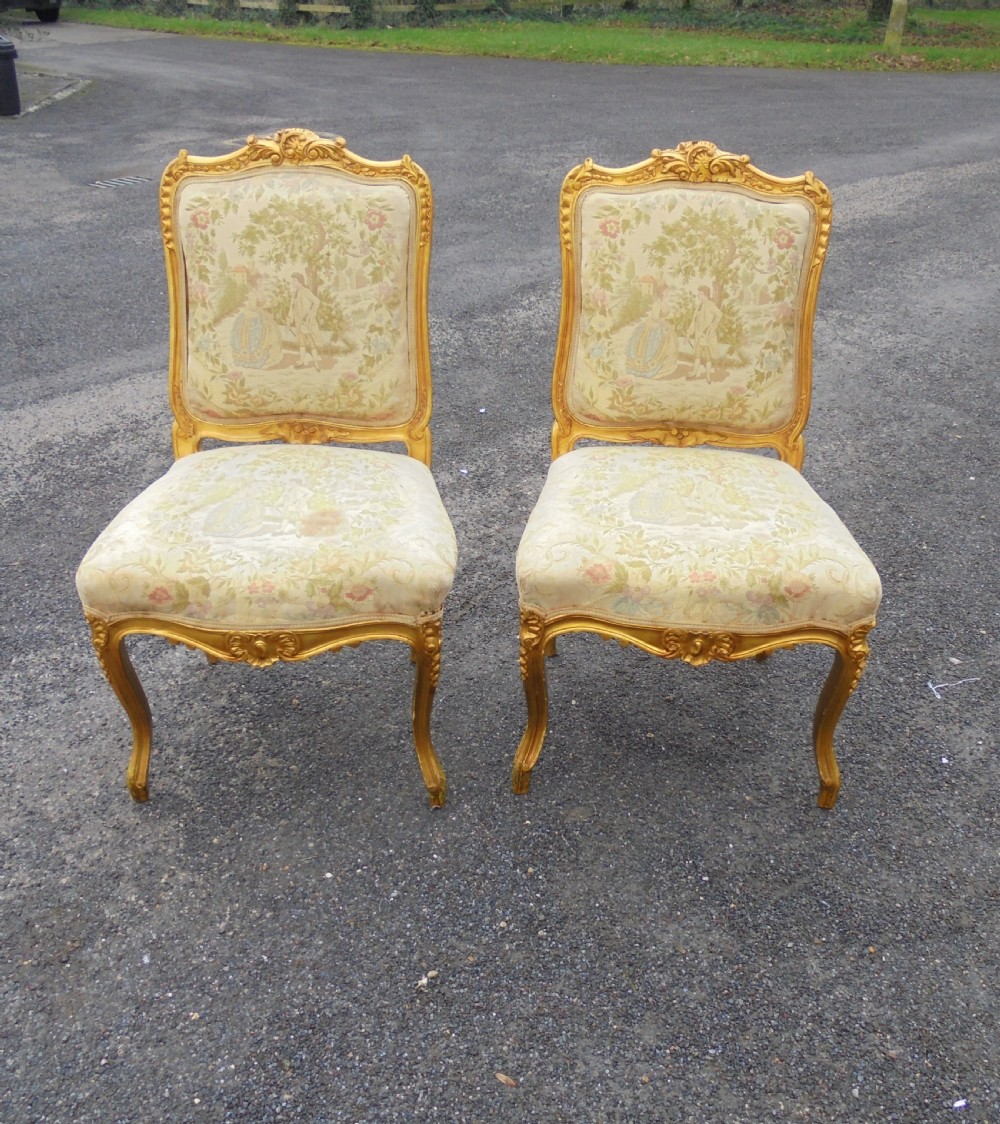 Pair of French giltwood side chairs