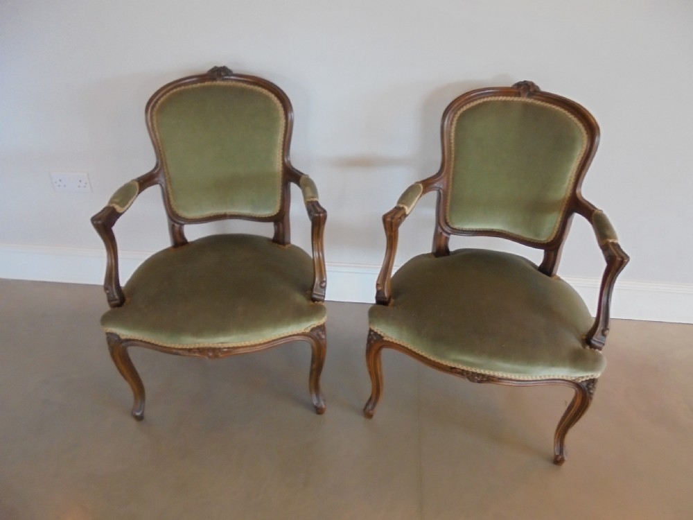 Pair of French  Louis XV style armchairs
