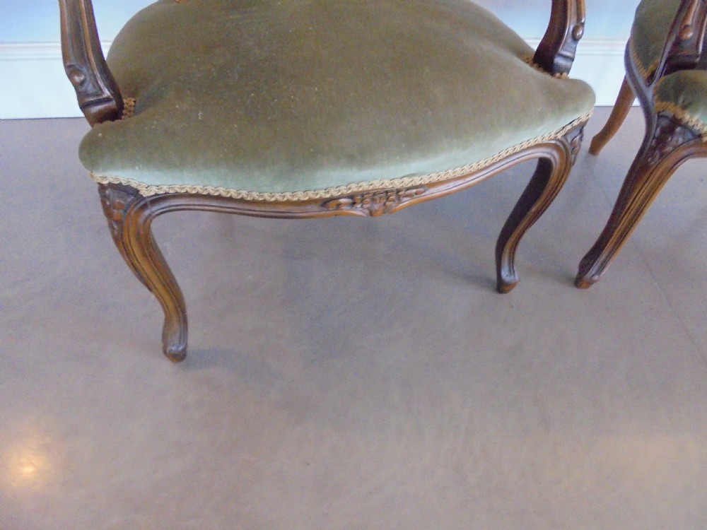 Pair of French  Louis XV style armchairs View II