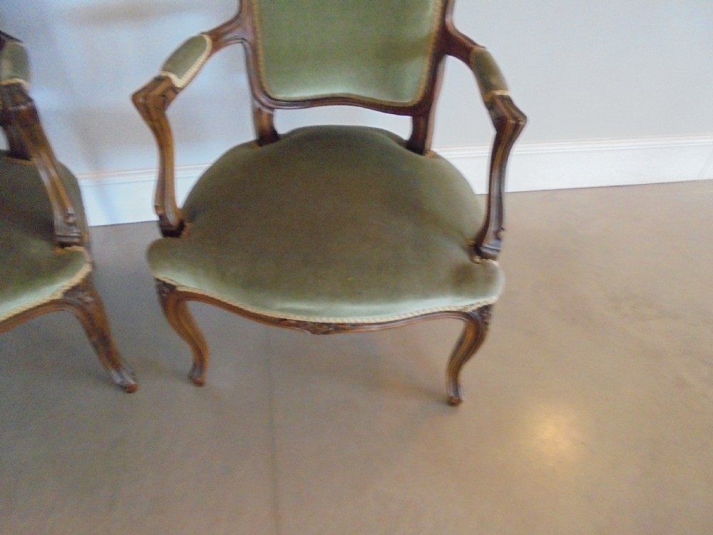 Pair of French  Louis XV style armchairs View V