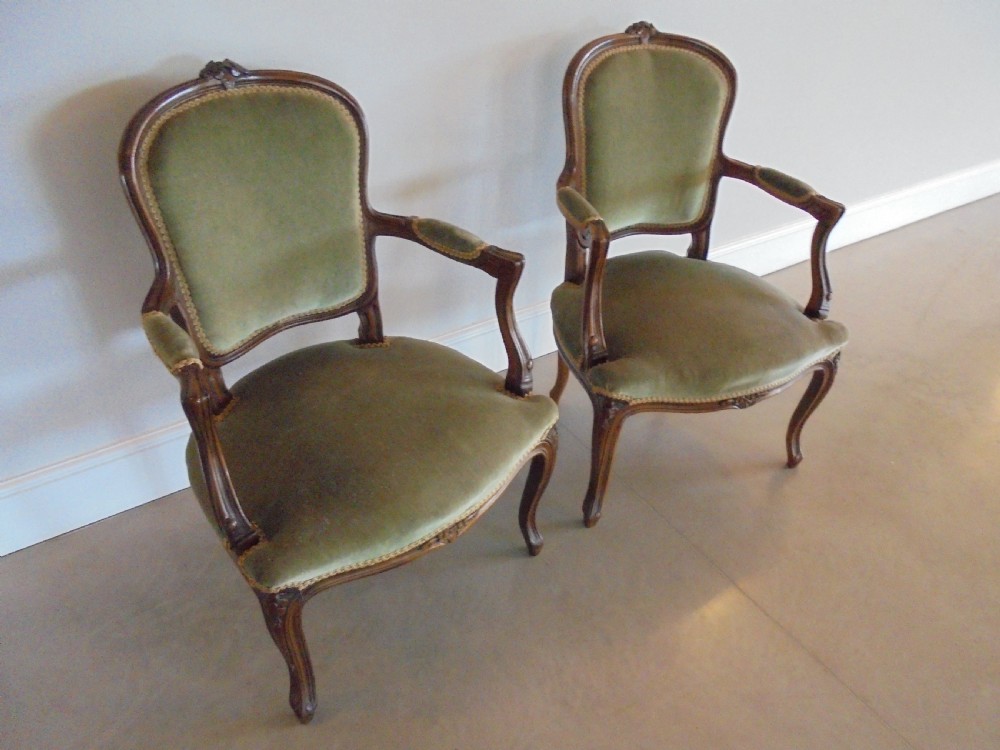Pair of French  Louis XV style armchairs View VI