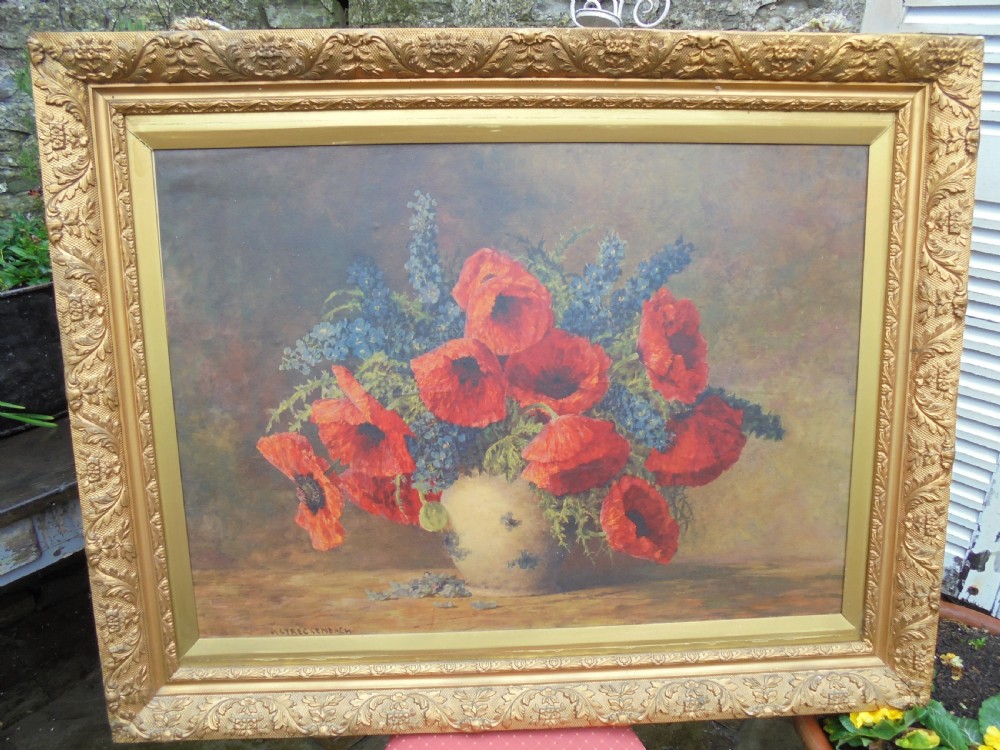 Large 19th century oleograph in gilded frame 'The Poppies'