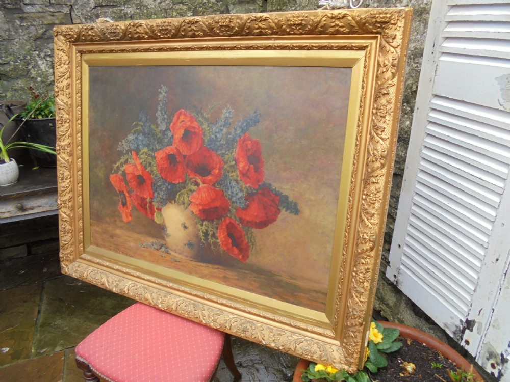 Large 19th century oleograph in gilded frame 'The Poppies' View II