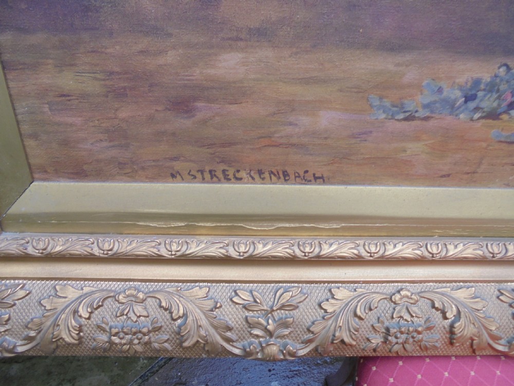 Large 19th century oleograph in gilded frame 'The Poppies' View IV