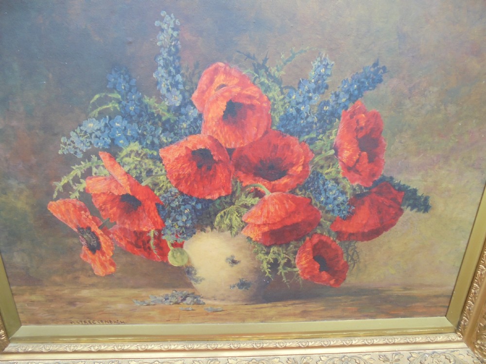 Large 19th century oleograph in gilded frame 'The Poppies' View VII