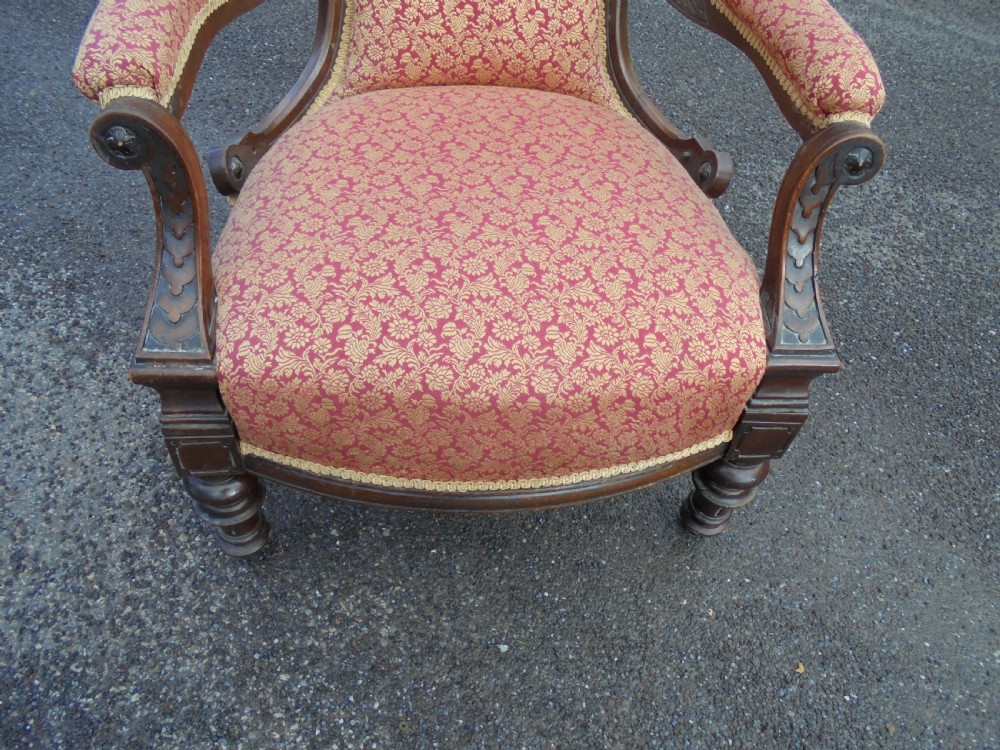 Victorian Gents open arm button back chair View II