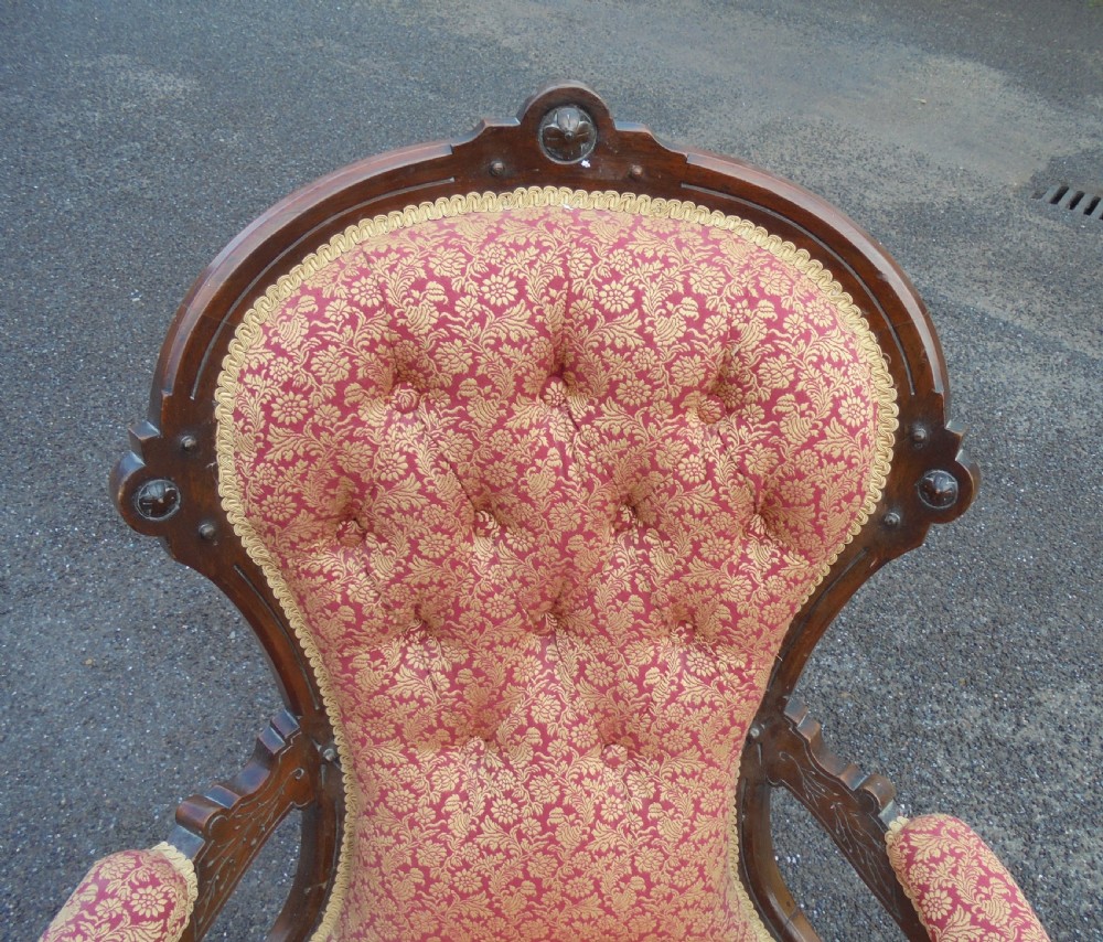Victorian Gents open arm button back chair View III