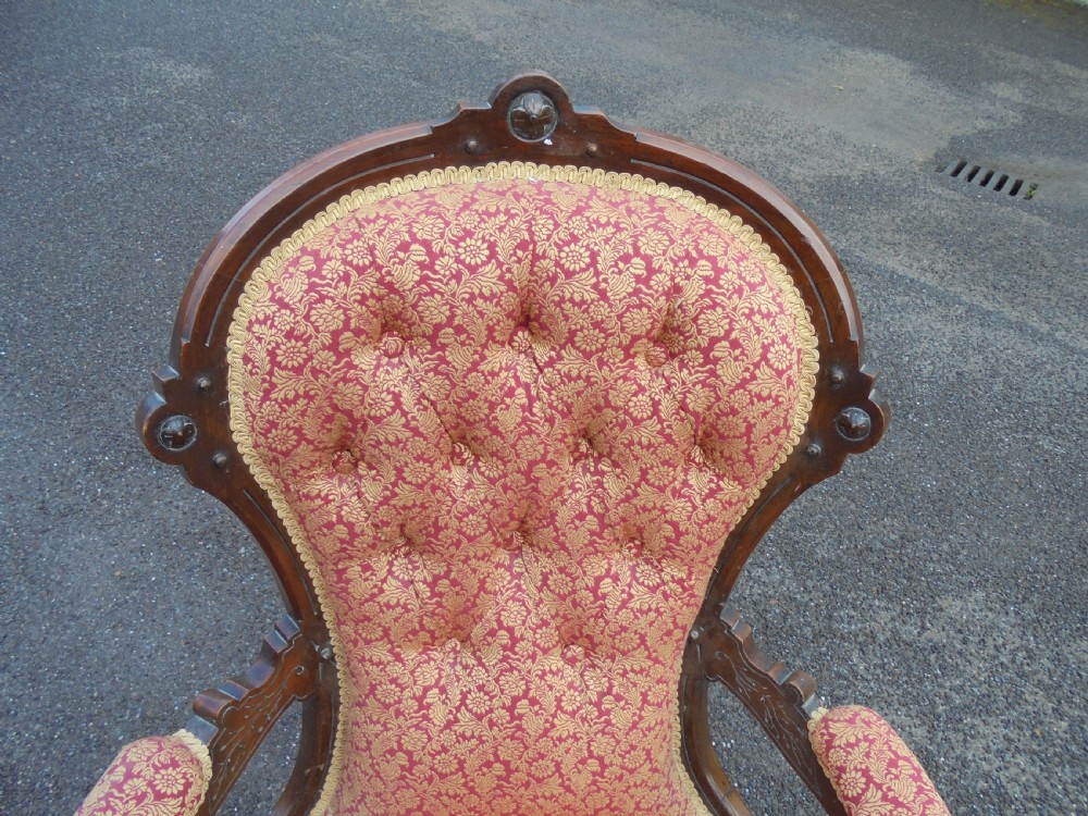 Victorian Gents open arm button back chair View IV