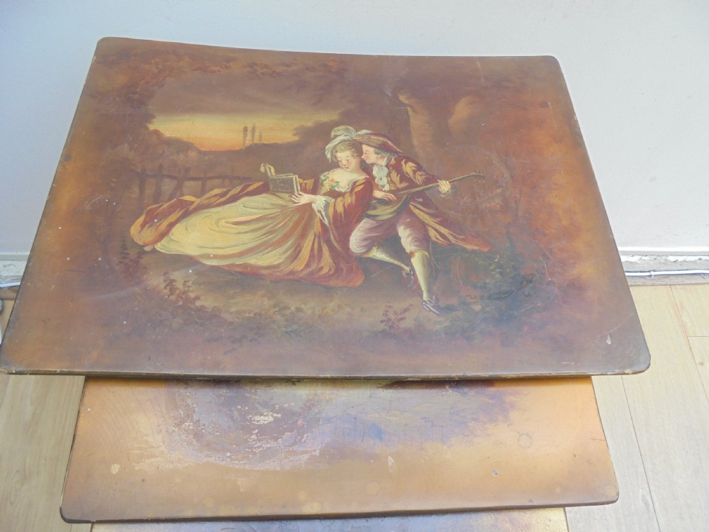 Antique Set of Four French lacquered nest of tables View III