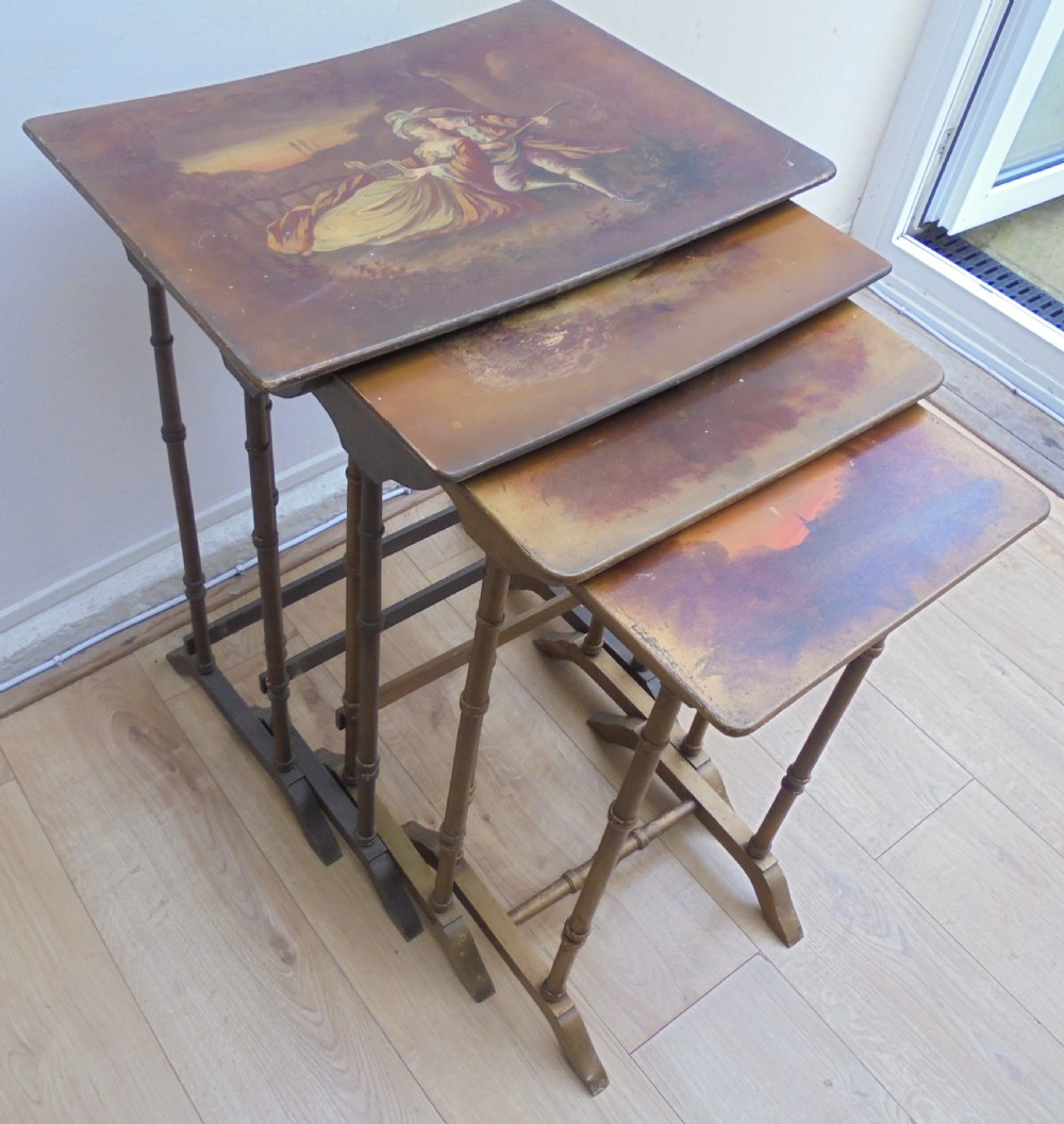Antique Set of Four French lacquered nest of tables View IV