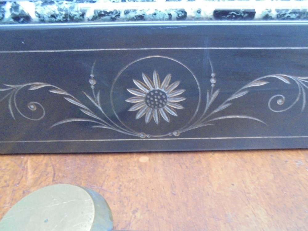 Antique  drum head slate and marble mantle clock View II