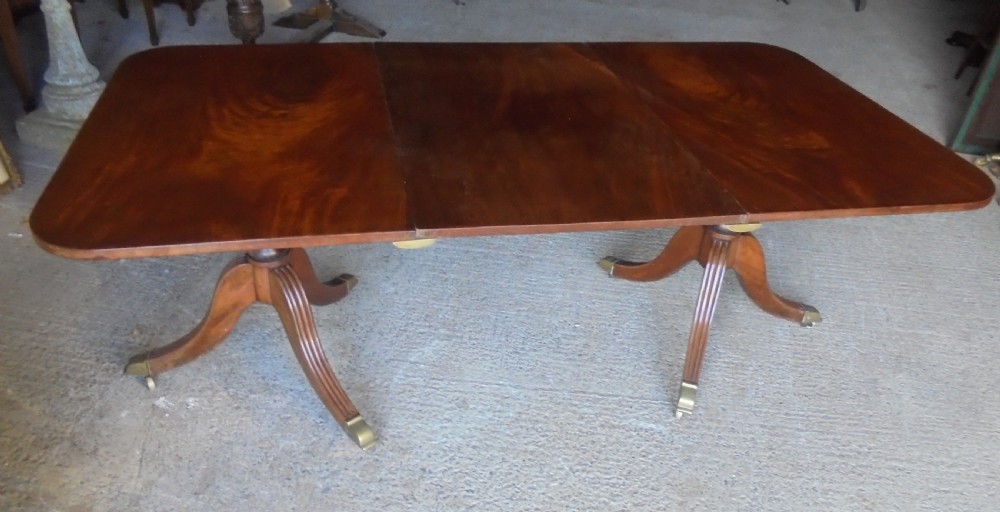 Antique Regency twin pillar dining table seats eight View V
