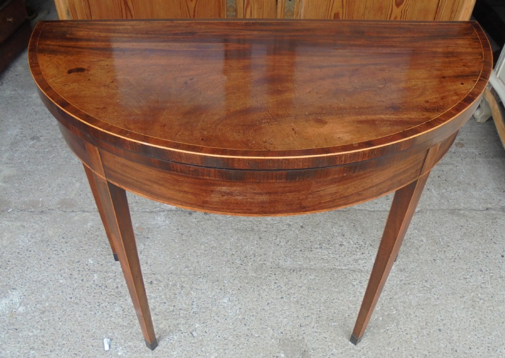 Regency demi lune mahogany card table