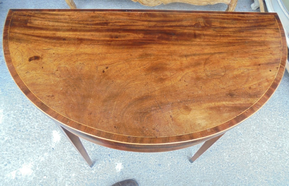 Regency demi lune mahogany card table View II