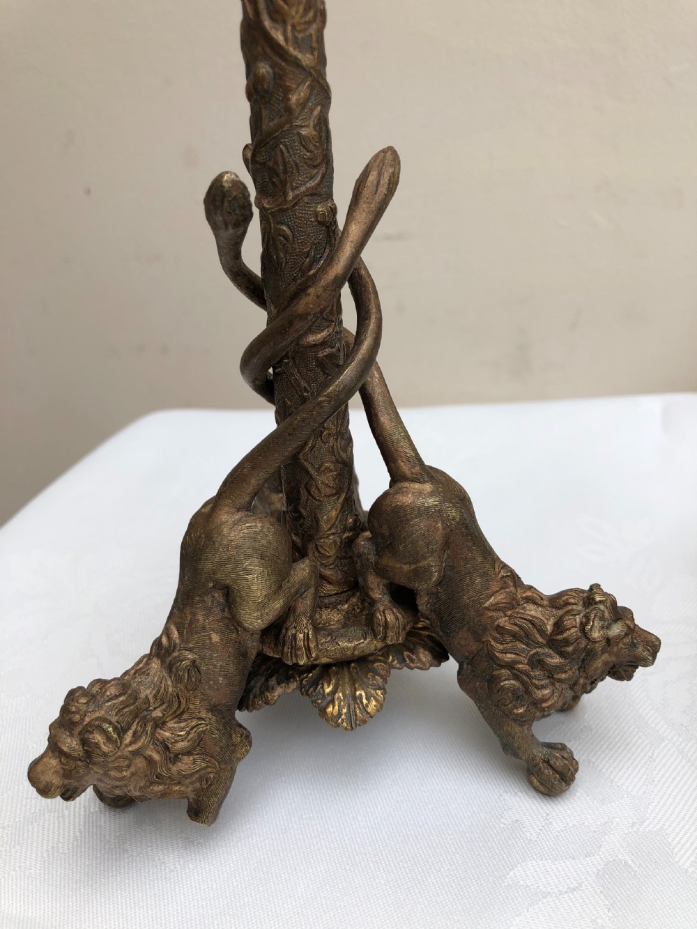 Pair of 19th century gilded bronze candlesticks View III